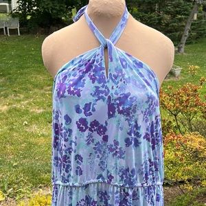 J Jason Wu blue & purple halter maxi dress size 2X